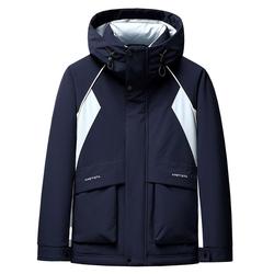 鸭鸭连帽短款工装户外羽绒服男