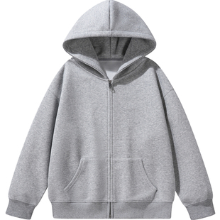 500g克重磅春秋加绒加厚连帽卫衣开衫外套男女春秋季上衣情侣装