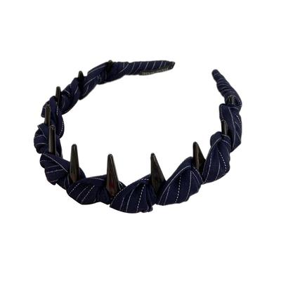 法式条纹布艺缠绕发箍女带齿防滑