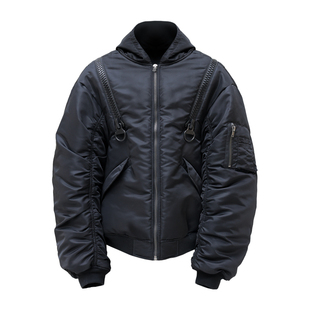 CHRYSOMALLON大拉链廓形MA1飞行员夹克bomber加厚连帽棉衣棉服