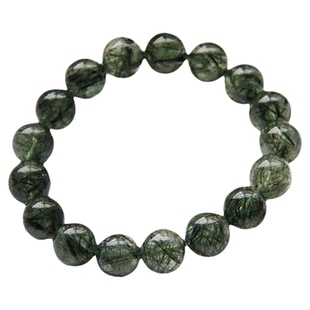 天然蕾丝款绿发晶手串绿碧玺发绿超七绿幽灵水晶板钛手链男女款