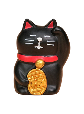 日式治愈系可爱黑色招财猫摆件
