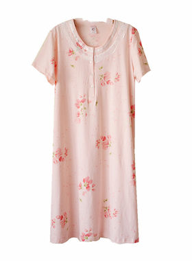 全棉加肥加大码短袖睡裙夏季新品