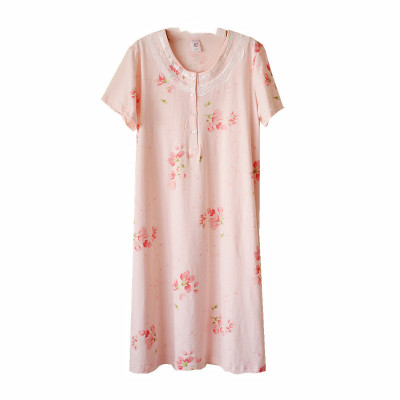 全棉加肥加大码短袖睡裙夏季新品