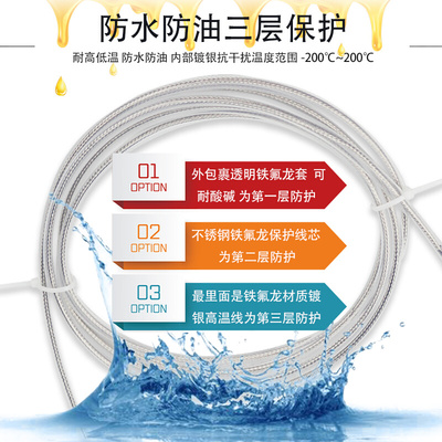 [防水防腐蚀铁氟龙热电偶，耐酸碱热电偶电镀厂K型 PT100型感温线]
