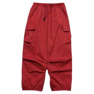 美式高街抽绳工装裤潮流高腰宽松百搭直筒长裤休闲阔腿束脚裤子女