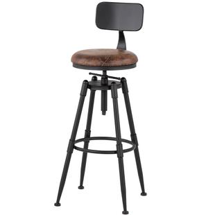 吧台椅酒吧椅子旋转升降椅实木高脚凳子铁艺靠背家用吧凳现代简约