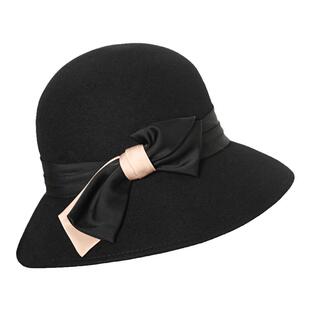 礼帽女秋冬羊毛新款黑色毡帽复古时尚百搭渔夫帽毛呢盆帽帽子女冬