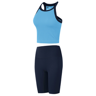 健身女孩裸感瑜伽短裤高腰提臀速干紧身跑步运动五分裤套装外穿夏