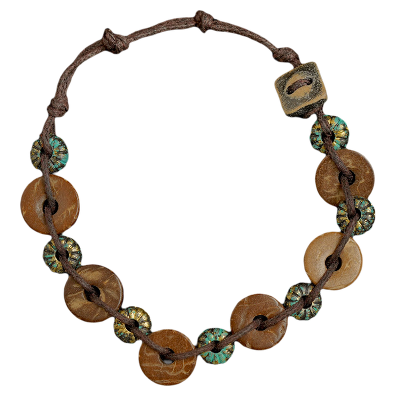 Vintage古着Coconut shell bracelet 手链复古项链套装