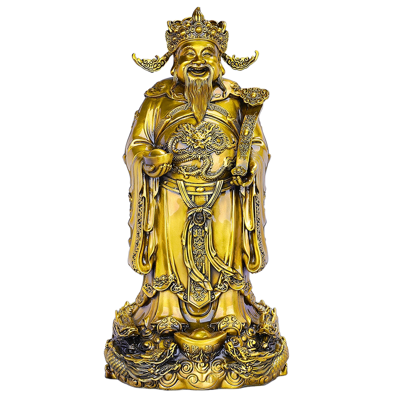 中式黄铜财神爷供奉摆件