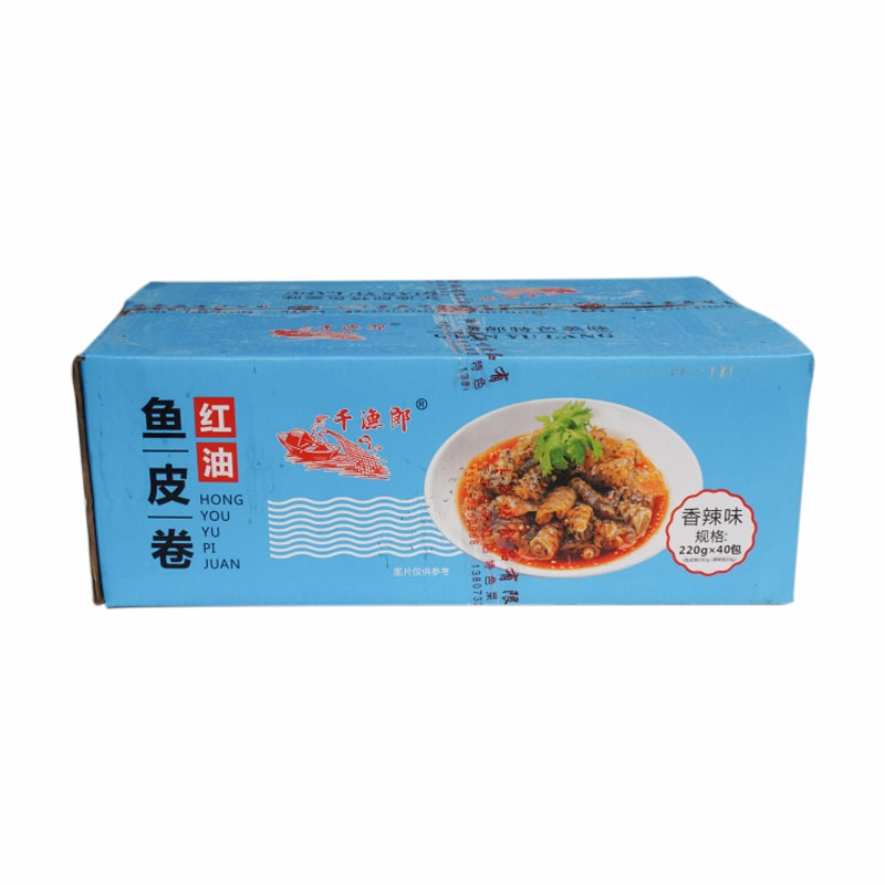 整箱千漁郎紅油魚(yú)皮卷8.8kg開(kāi)袋即食涼拌 新鮮香辣涼菜魚(yú)皮小吃