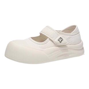 星期六浅口玛丽珍鞋女春季新款透气百搭大头鞋厚底单鞋小白鞋