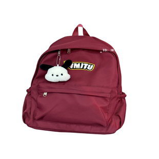 书包女高中生韩版ins复古百搭红色简约大容量初中大学生双肩背包