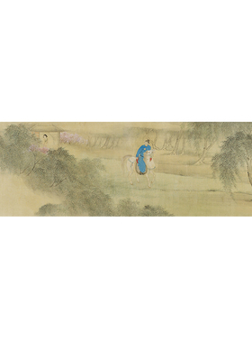 清 费丹旭 人面桃花图名画工笔人物画真迹高清微喷复制临摹装饰画