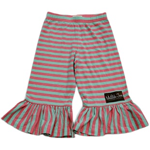 美单M J 女童中大童经典条纹大脚个性喇叭裤长裤 CA3