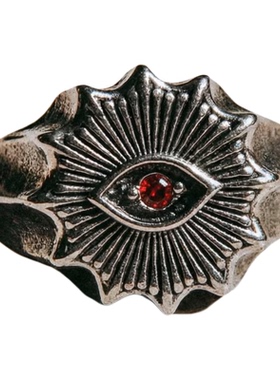 纯银红宝石镶嵌复古恶魔之眼戒指