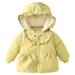 宝宝外套婴儿棉服加绒加厚连帽冬季棉袄男女童夹棉保暖冬装外出服