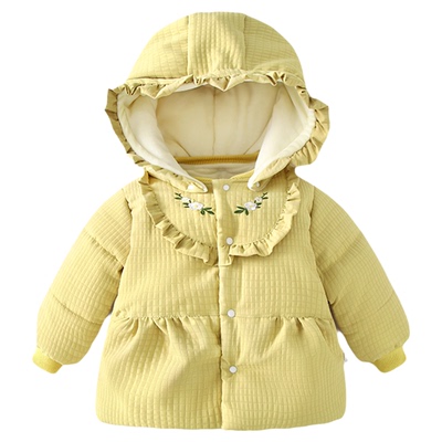 宝宝外套婴儿棉服加绒加厚连帽冬季棉袄男女童夹棉保暖冬装外出服