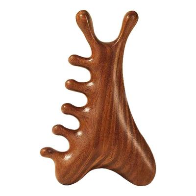 四合一多功能仿檀木梳经络按摩梳头部脱发理疗刮痧眼脸部疏鼻刮