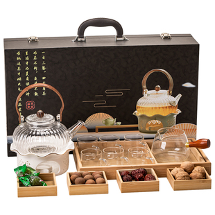 玻璃温茶炉花茶壶茶具礼盒套装下午茶蜡烛台加热暖茶壶养生泡茶壶