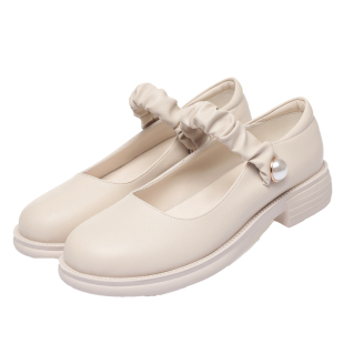 玛丽珍小皮鞋女珍珠日系jk学院风春秋新款低跟圆头浅口真皮单鞋女