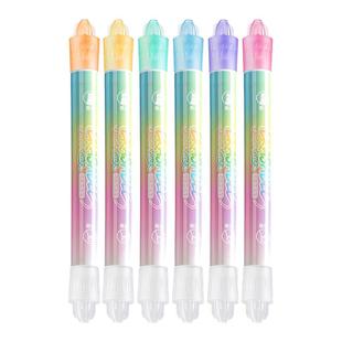 真彩可擦双头荧光笔叠色荧光标记笔小学生专用高颜值手帐笔记号笔初高中学生划重点做笔记用大容量彩色莹光笔