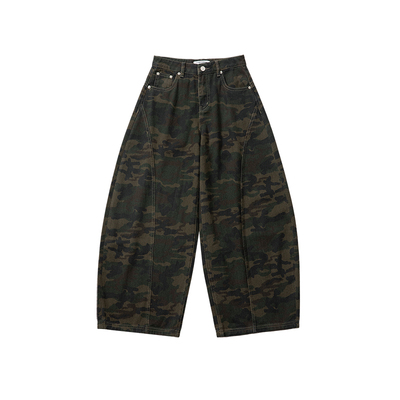 CLIMAX VISION美式复古做旧迷彩轻解构廓腿弯刀牛仔裤长裤