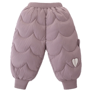 儿童羽绒裤男童冬季三防保暖白鸭绒长裤女童加厚冬装宝宝新年裤子