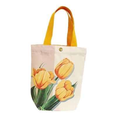 休闲花开富贵国画粉色出游手提包