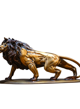 铜金岁月黄铜狮子摆件书房办公