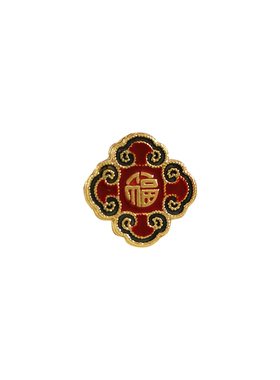 复古风女红色如意福字胸针磁吸扣