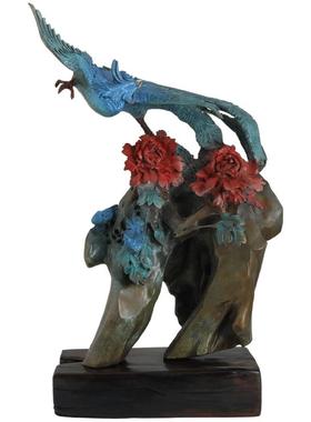 凤凰铜摆件结婚礼品孔雀家居装饰