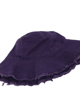 紫色毛边渔夫帽女ins百搭纯色