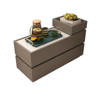 意式实木沙发边柜边几简约客厅角几储物柜抽屉柜岩板茶几可定制