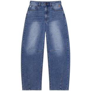 TEENIEWEENIE bearnova26春新款女装小熊刺绣挺括舒适牛仔香蕉裤