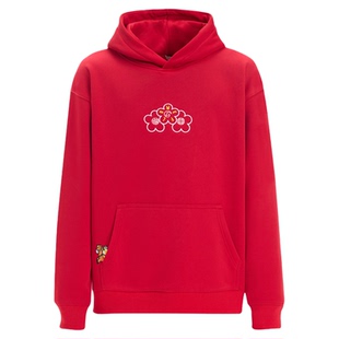 WeFlower马上生花男女同款连帽衫宽松时尚情侣连帽保暖加绒卫衣