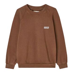 现货American Vintage童装24秋冬儿童休闲风纯色LOGO印花连帽卫衣