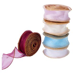5卷装鱼尾纱丝带蛋糕装饰鲜花纱带彩带拷边雪纺花束diy蛋糕盒包装