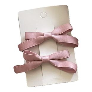 缎面质感丝带蝴蝶结发夹对夹 气质布艺鸭嘴夹侧边刘海夹韩版新款