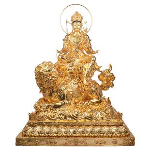 寺院四大菩萨纯铜贴金谛听地藏王佛像文殊普贤雕像佛堂观音铜像