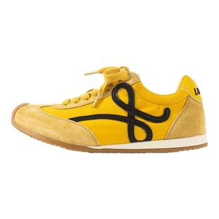 「鞋登」黄色德训鞋女款小个子内增高2025新款真皮7CM歪头阿甘鞋