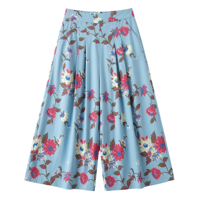 牛仔高腰印花宽松七分裙裤 Ice Silk Jeans with Printed Design