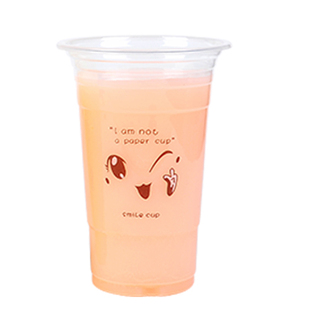 500ml加厚可爱表情一次性奶茶杯子塑料冷热饮打包带盖包邮可定制