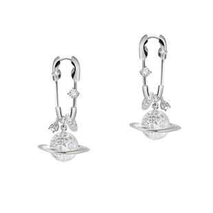 MASW麻秀原创设计经典镶钻回形针耳钉高级感独特土星吊坠耳环