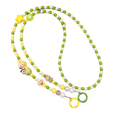 diy原创泡泡玛特正版拉布布萌粒斜跨手机链长挂绳串珠脖子包挂件