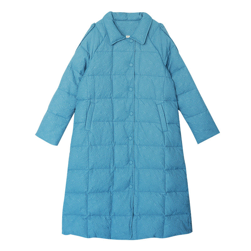 翻领羽绒服女冬季中长款白鸭绒