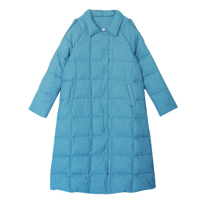 翻领羽绒服女冬季中长款白鸭绒