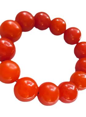 南红色手串樱桃红圆珠单圈手链冰