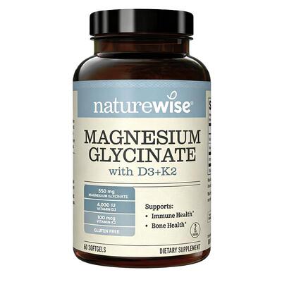 Naturewise阳光瓶d3k2镁三合一2000iu维生素d3维D甘氨酸镁成人
